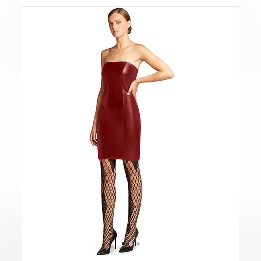NWT & NIB Wolfprd burgundy vegan leather dress.
